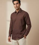 Brown solid cotton shirt