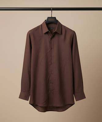 Brown solid cotton shirt 3
