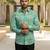 Sea green block printed cotton shirt