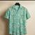 Sea green block printed cotton shirt