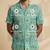 Sea green block printed cotton shirt