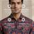 Navy blue block printed cotton shirt