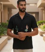 Black embroidered cotton shirt