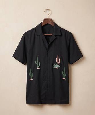 Black embroidered cotton shirt 2