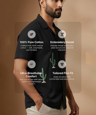 Black embroidered cotton shirt 3