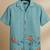 Aqua blue embroidered linen shirt