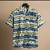 Olive blue printed cotton shirt