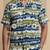 Olive blue printed cotton shirt