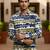 Olive blue printed cotton shirt