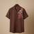 Brown floral embroidered cotton shirt