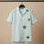 Ice blue embroidered linen shirt