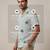 Ice blue embroidered linen shirt