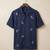 Navy blue embroidered cotton shirt