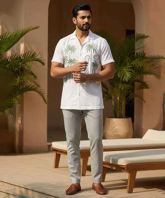 Ivory white embroidered linen shirt 1