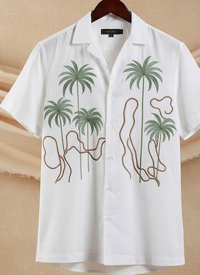 Ivory white embroidered linen shirt 2
