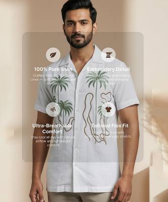 Ivory white embroidered linen shirt 3