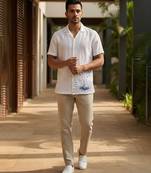 Ivory white embroidered linen shirt