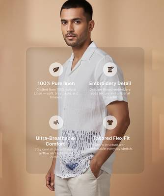 Ivory white embroidered linen shirt 3
