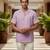 Lavender embroidered linen shirt