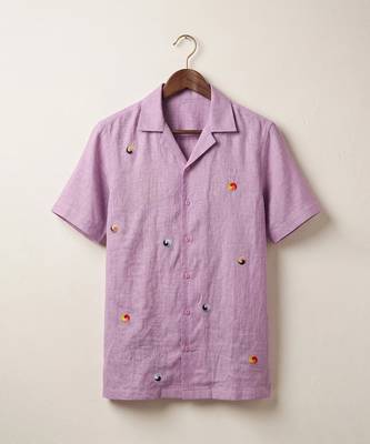 Lavender embroidered linen shirt 2