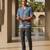 Indigo blue embroidered linen shirt