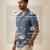 Indigo blue embroidered linen shirt