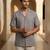 Slate grey embroidered linen shirt