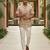 Beige thread embroidered linen shirt