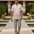 Cream white floral embroidered linen shirt