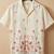 Cream white floral embroidered linen shirt