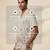 Cream white floral embroidered linen shirt