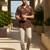 Coffee brown embroidered cotton shirt