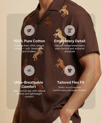 Coffee brown embroidered cotton shirt 3