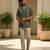 Olive green embroidered cotton shirt