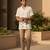 Cream white embroidered linen shirt