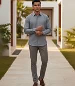 Slate grey solid cotton shirt