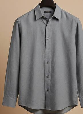 Slate grey solid cotton shirt 3