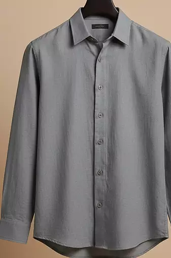 Slate grey solid cotton shirt