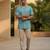 Mint blue solid linen shirt