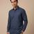 Navy blue solid cotton shirt