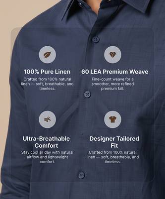 Navy blue solid cotton shirt 4