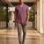 Mauve wine solid linen shirt
