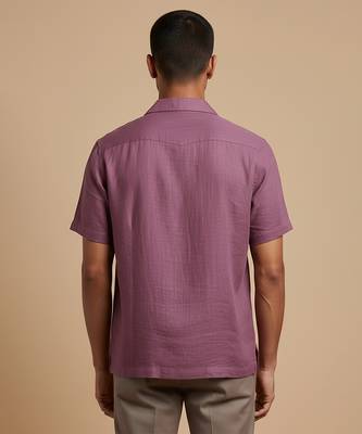 Mauve wine solid linen shirt 2
