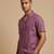 Mauve wine solid linen shirt