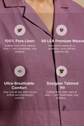 Mauve wine solid linen shirt