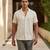 Cream ivory solid linen shirt