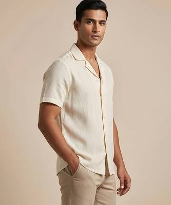 Cream ivory solid linen shirt 2