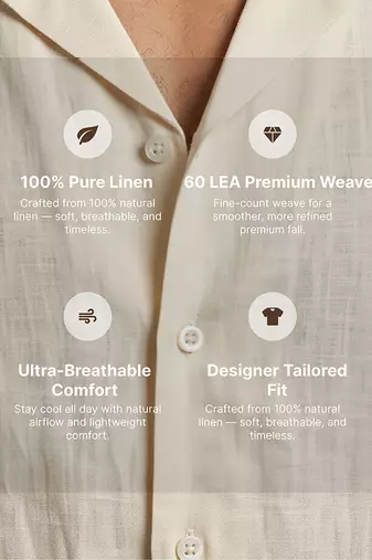 Cream ivory solid linen shirt
