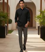 Jet black solid cotton shirt