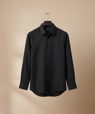 Jet black solid cotton shirt 2